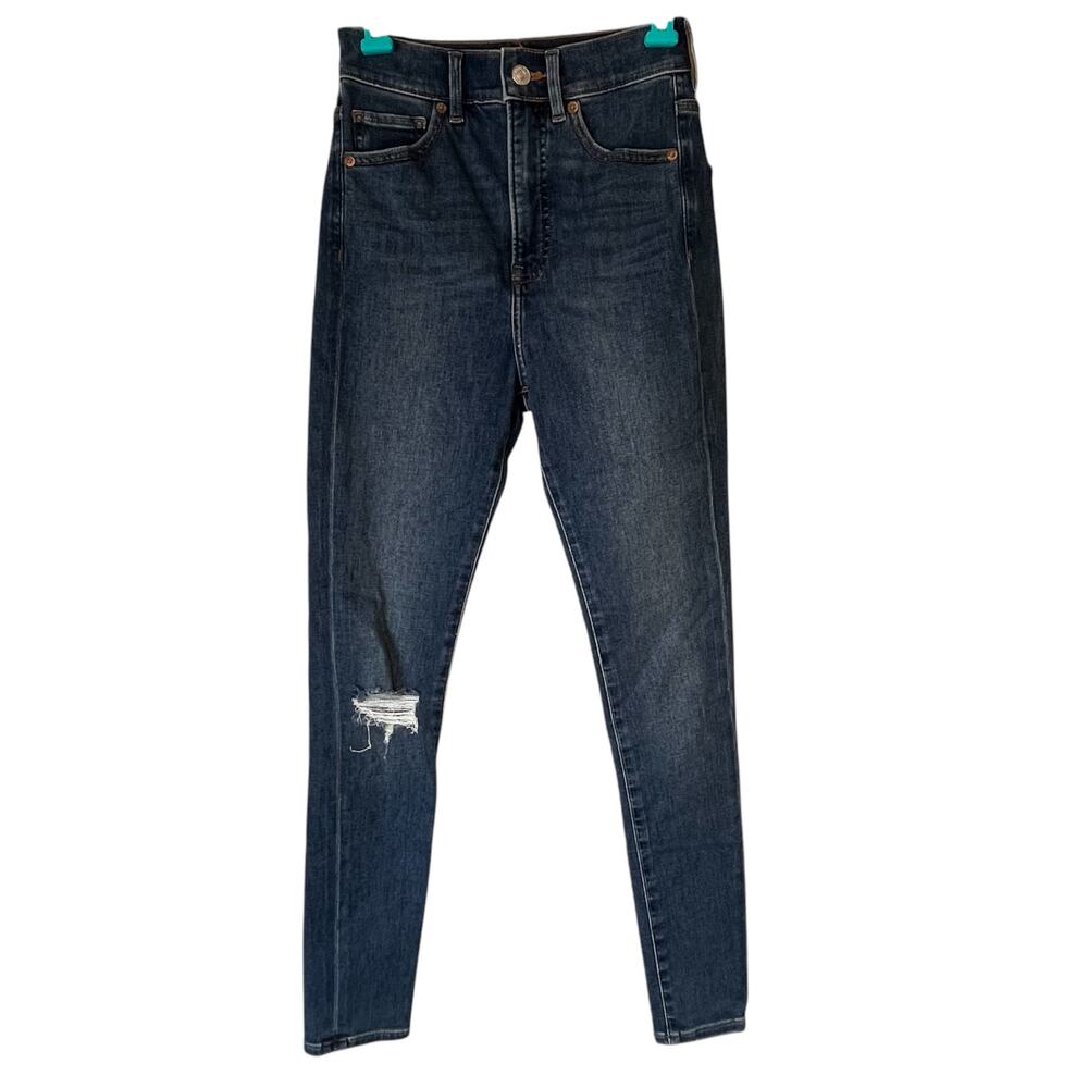 Express Medium Wash Distressed Super High Rise Skinny Jean Size 00R